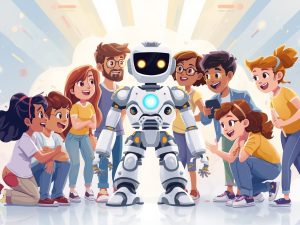 You are top animater. Create  a professional image that is inspiring to students and parents for this course. _Hands-On Robotics Programming & AI-Integrated Robots.jpg